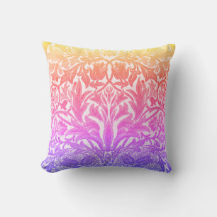 Rainbow William Morris Vintage Style Floral Cushion