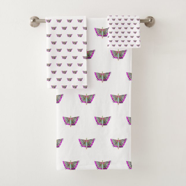 Rainbow Winged Butterfly Bath Towel Set (Insitu)