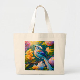 Rainbow Winged Jay Fantasy Bird Large Tote Bag