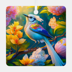 Rainbow Winged Jay Fantasy Bird Metal Tree Decoration