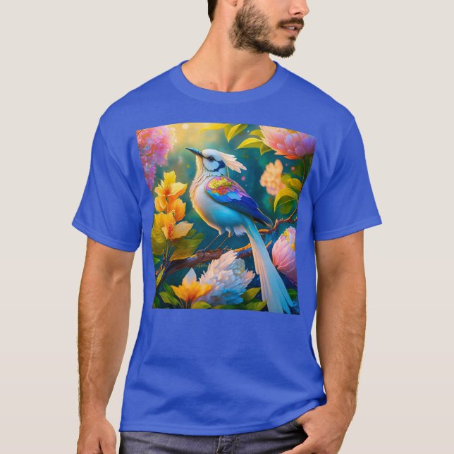 Rainbow Winged Jay Fantasy Bird T-Shirt (Front)