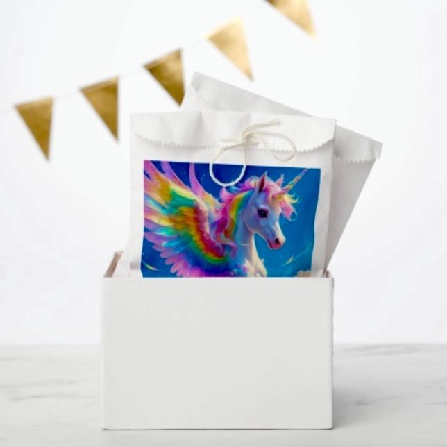 Rainbow Winged Prancing Unicorn Favour Bag (Creator Uploaded)