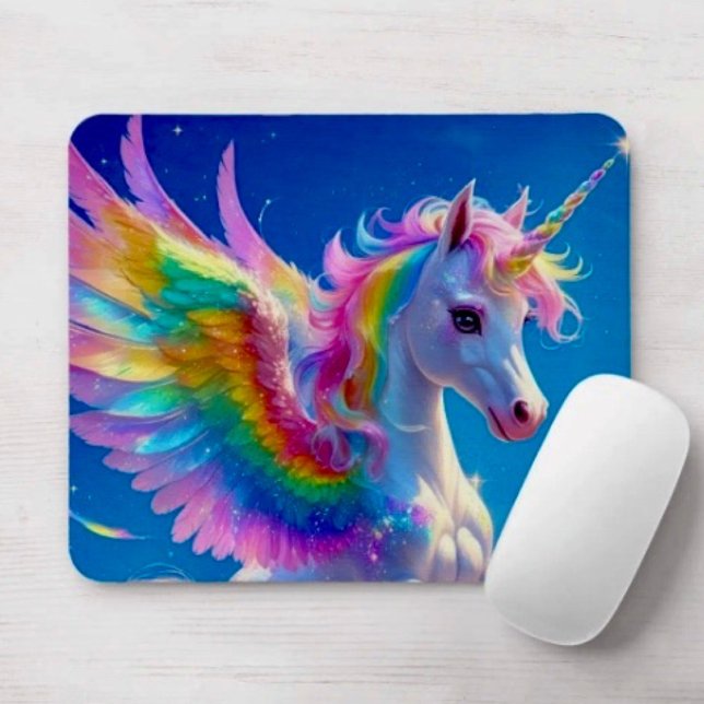 Rainbow Winged Prancing Unicorn Mouse Pad (Creator Uploaded)