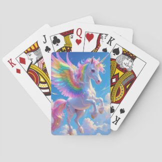 Rainbow Winged Prancing Unicorn Playing Cards
