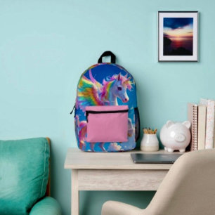 Rainbow Winged Prancing Unicorn  Printed Backpack