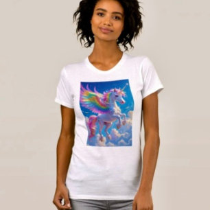 Rainbow Winged Prancing Unicorn  T-Shirt