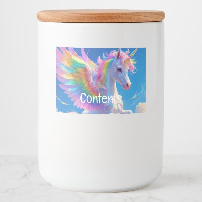 Rainbow Winged PrancingFood and Beverage Label Set (Front)