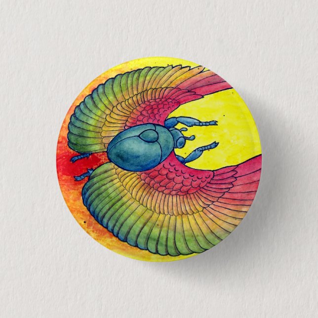 Rainbow Winged Scarab 3 Cm Round Badge (Front)