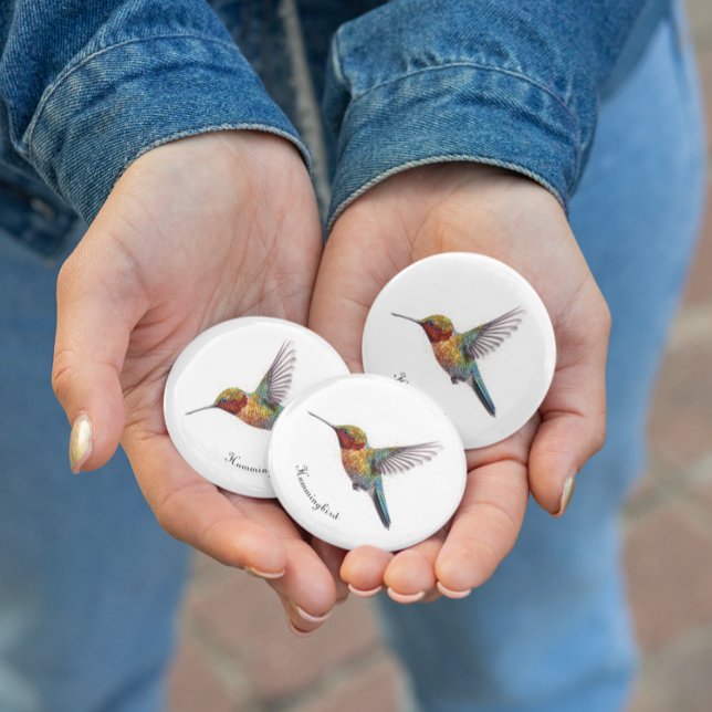  Rainbow Wings: Vibrant Hummingbird Art, custom 3 Cm Round Badge (Creator Uploaded)