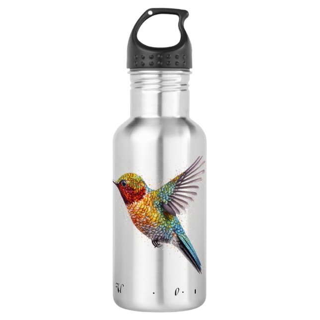 Rainbow Wings: Vibrant Hummingbird Art, custom 710 Ml Water Bottle (Front)