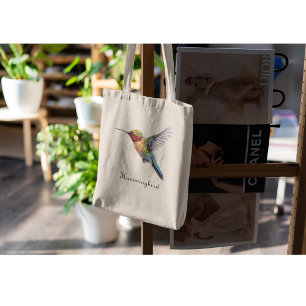 Rainbow Wings: Vibrant Hummingbird Art, custom Tote Bag
