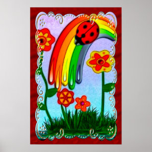 Rainbow Wishes Nursery Childs Art Poster