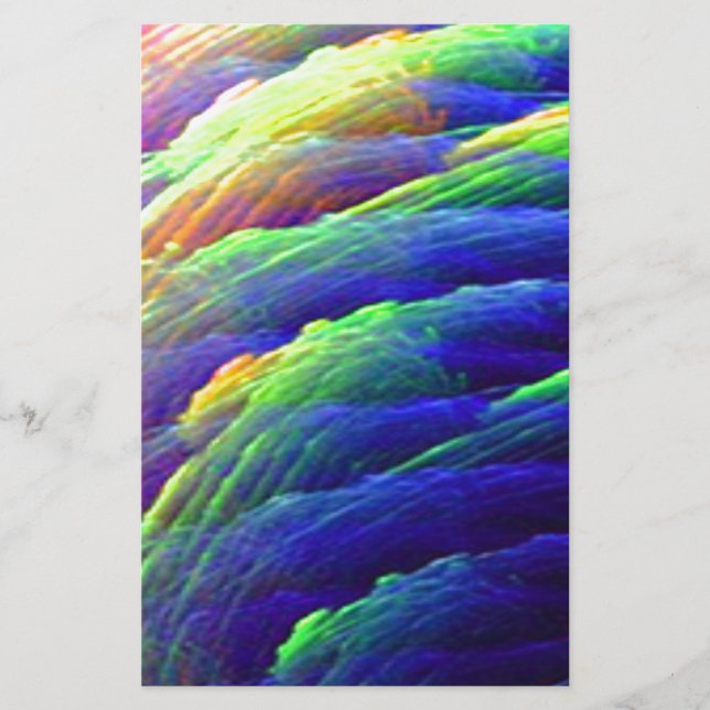 Rainbow Wispy Feather Mountains Stationery (Front)