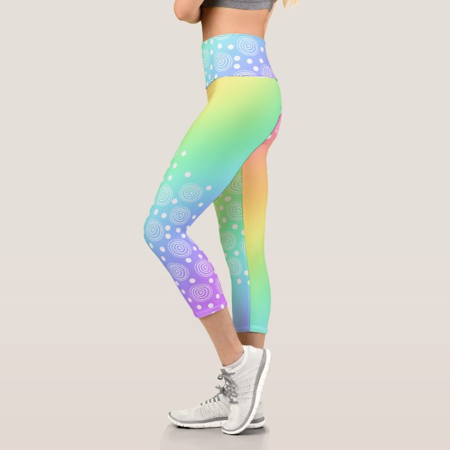 Rainbow with Circles Capri Leggings (Left)