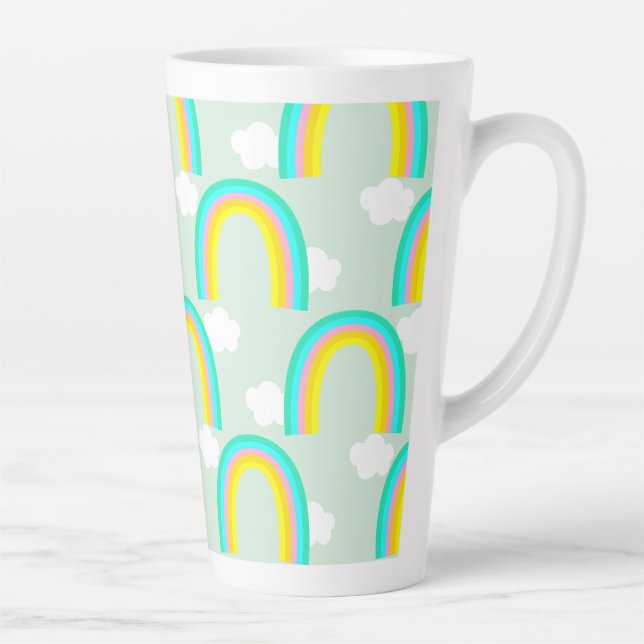 Rainbow with Cloud Blue Latte Mug (Right)