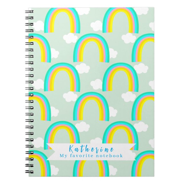 Rainbow with Cloud Blue Notebook (Front)