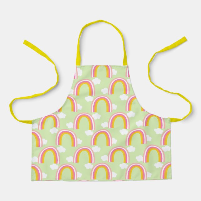 Rainbow with Cloud Light Green Apron (Front)