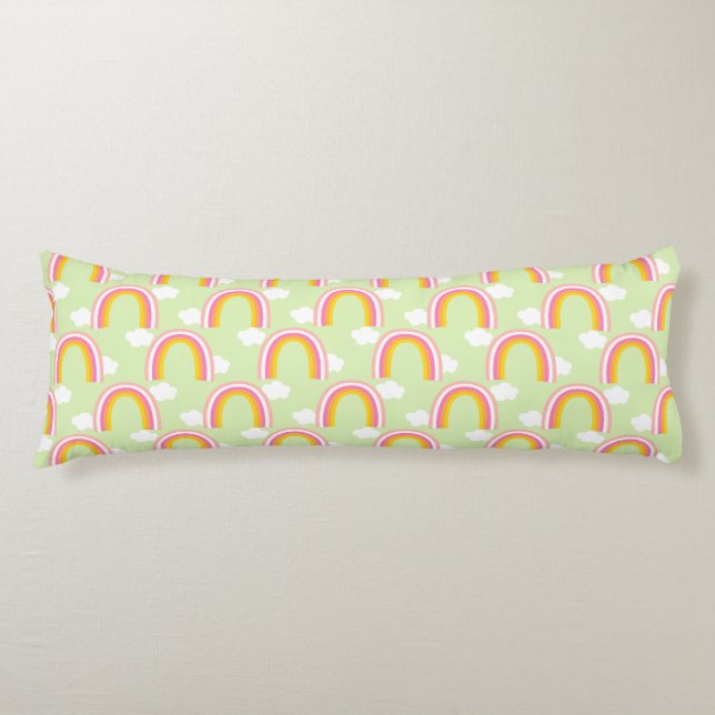 Rainbow with Cloud Light Green Body Cushion (Front)