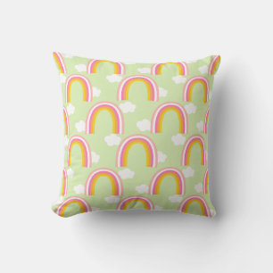 Rainbow with Cloud Light Green Cushion