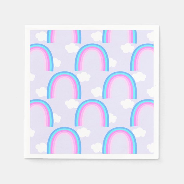 Rainbow with Cloud Light Purple Napkin (Front)
