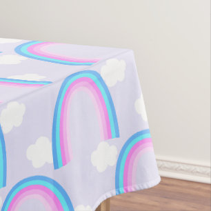 Rainbow with Cloud Light Purple Tablecloth