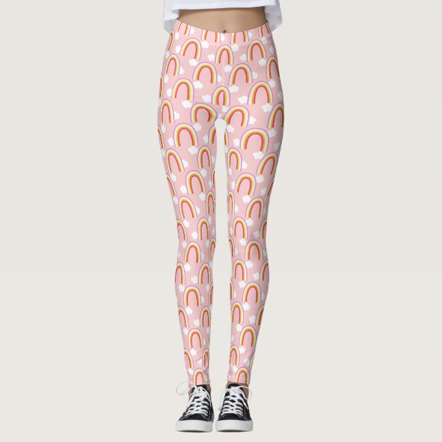 Rainbow with Cloud Pink Leggings (Front)