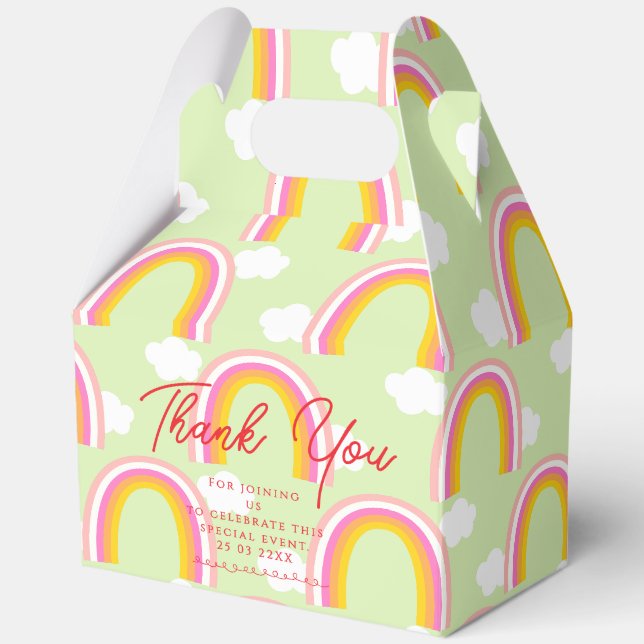 Rainbow with Cloud Thank You Light Green Favour Box (Front)