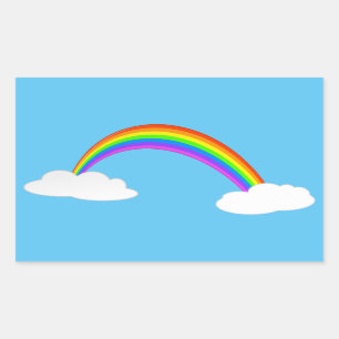 Rainbow With Clouds Rectangular Sticker