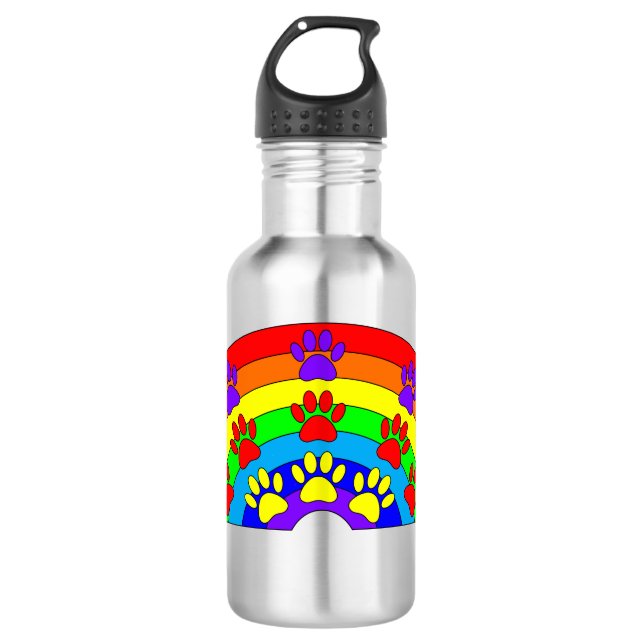 Rainbow With Dog Paw Prints 710 Ml Water Bottle (Front)