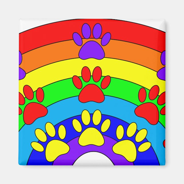 Rainbow With Dog Paw Prints Magnet (Front)