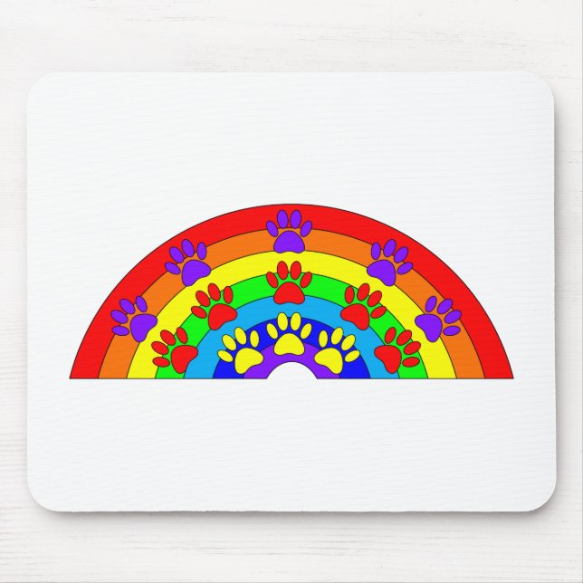 Rainbow With Dog Paw Prints Mouse Pad (Front)