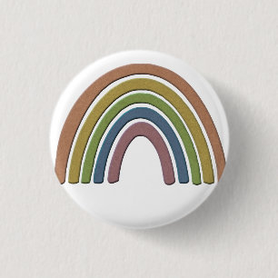 Rainbow With Faux Rustic Paper Texture 3 Cm Round Badge