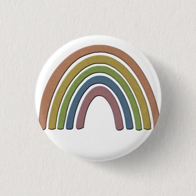 Rainbow With Faux Rustic Paper Texture 3 Cm Round Badge (Front)