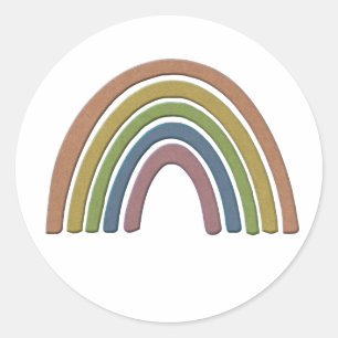 Rainbow With Faux Rustic Paper Texture Classic Round Sticker