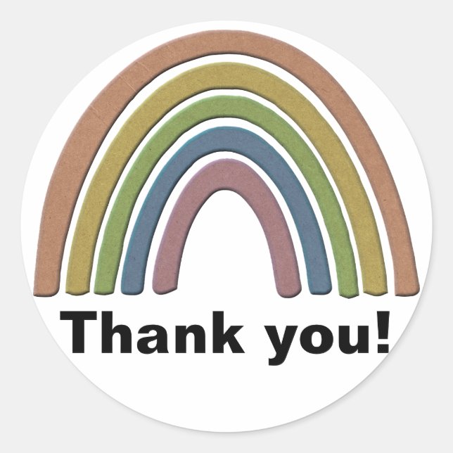 Rainbow With Faux Rustic Paper Texture Classic Round Sticker (Front)