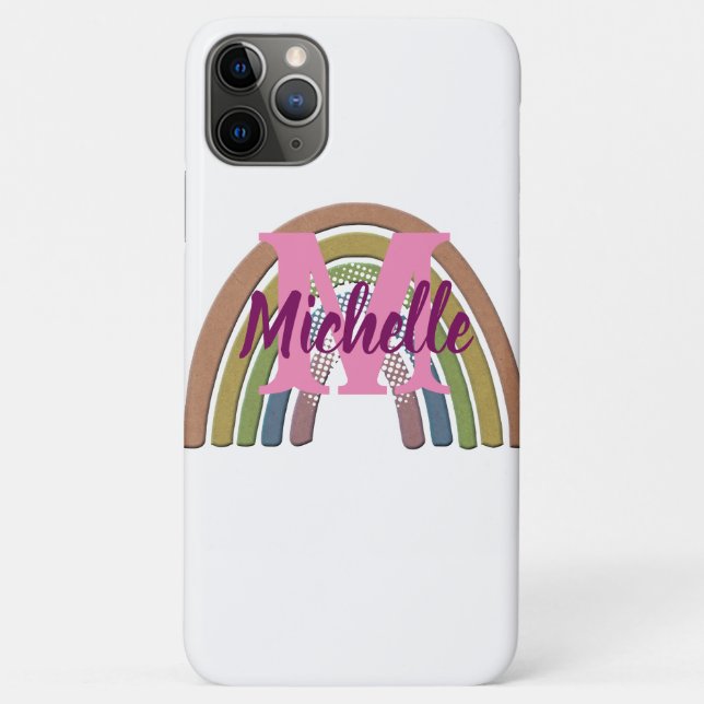 Rainbow With Faux Rustic Paper Texture Custom Name Case-Mate iPhone Case (Back)