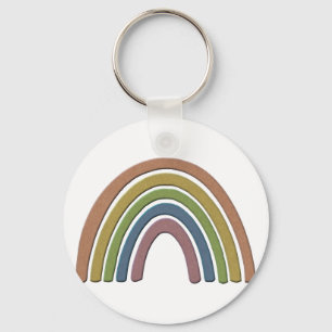 Rainbow With Faux Rustic Paper Texture Key Ring