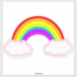Rainbow with pink filled clouds - sticker