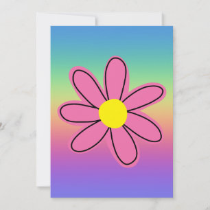 Rainbow with Pink Flower Invitation