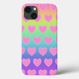 Rainbow with Pink Hearts  iPhone 13 Case