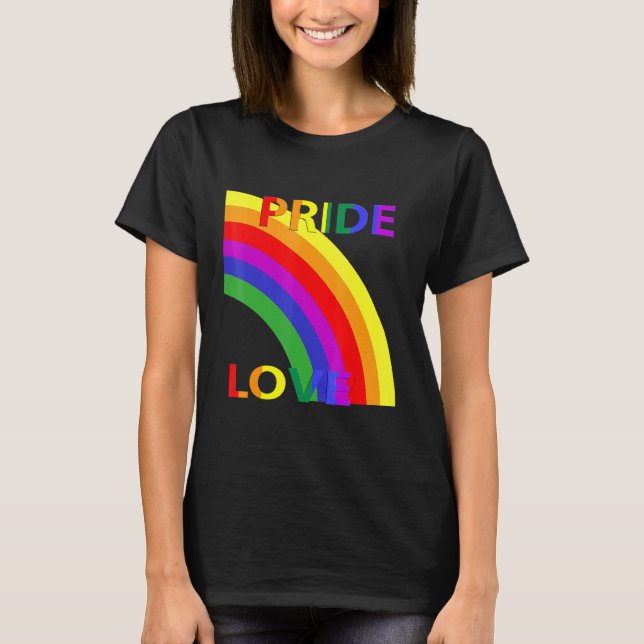 Rainbow with Pride Love Typography Statement Sandy T-Shirt (Front)