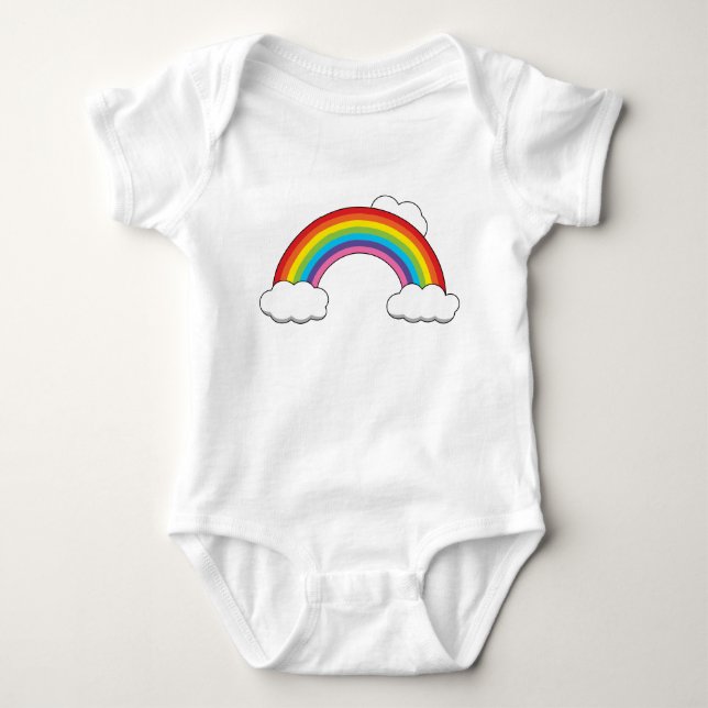 Rainbow with White Clouds Baby Bodysuit (Front)