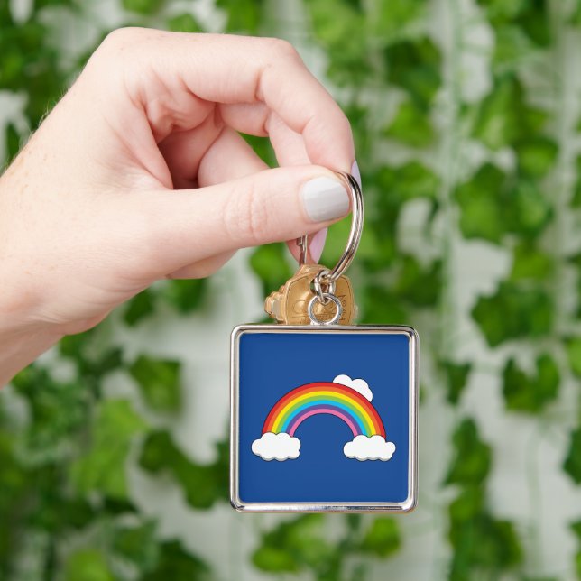Rainbow with White Clouds Key Ring (Hand)