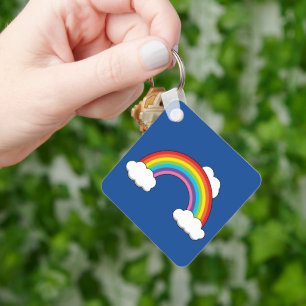Rainbow with White Clouds Key Ring