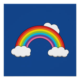 Rainbow with White Clouds Poster