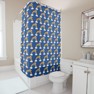 Rainbow with White Clouds Shower Curtain