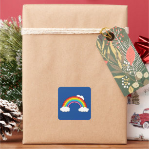 Rainbow with White Clouds Square Sticker