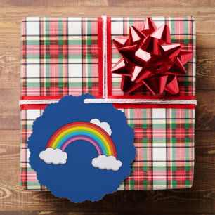 Rainbow with White Clouds Tree Decoration Card
