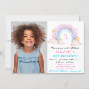 Rainbow with Your Photo Birthday Invitation