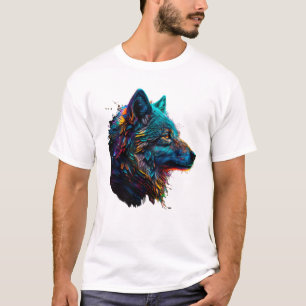 Rainbow Wolf Animal Colourful Graphic T-Shirt